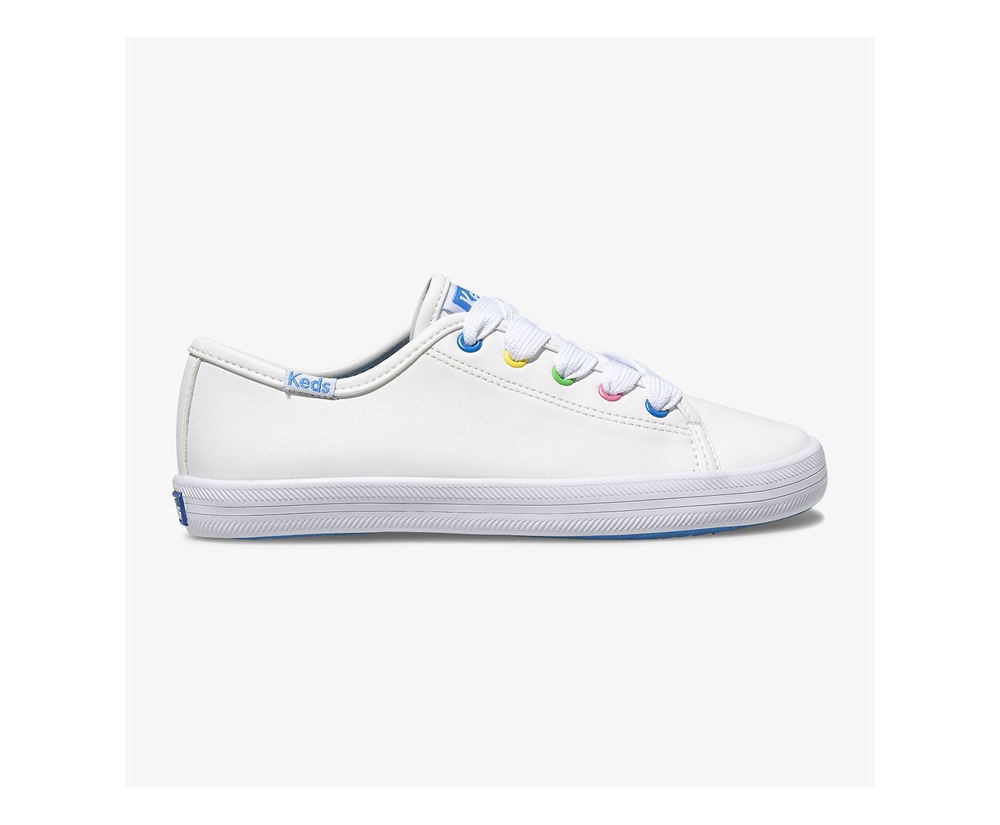 Kids Keds Sneakers - Kickstart Multi-color Eyelets - White - 5324-MDPAL